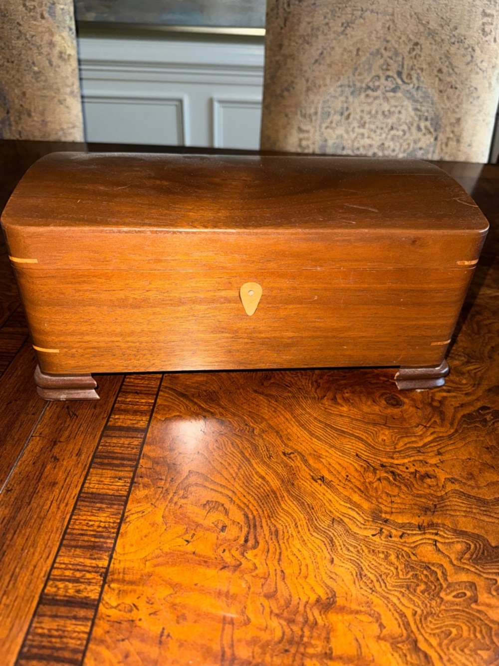 Vintage Wooden Jewelry storage decor  Box in Warm Brown